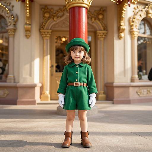 Confident Girl by Ornate Festive Building