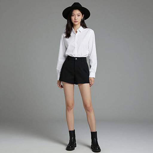 Chic Female Model in Black and White