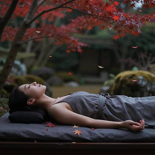 Serene Meditation in Japanese Maple Garden