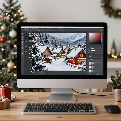 Festive Photo Editing Workspace Setup