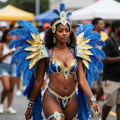 Caribbean Carnival Woman in Blue Costume