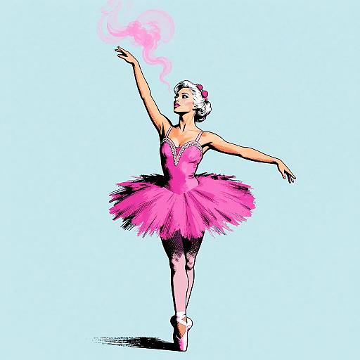 Pop Art Ballerina with Pink Smoke