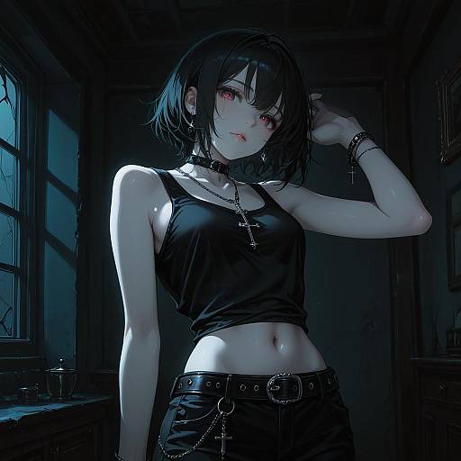 Gothic Girl with Jewelry and Makeup