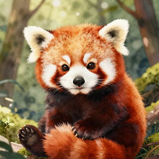 Cute Baby Red Panda Watercolor