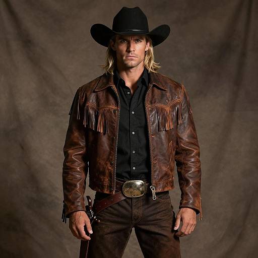 Male Cowboy in Black Outlaw Costume
