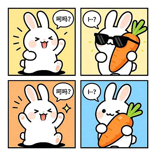 Cute Bunny Memes in Comic Style