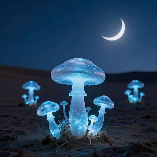 Ethereal Glowing Spheres in Desert