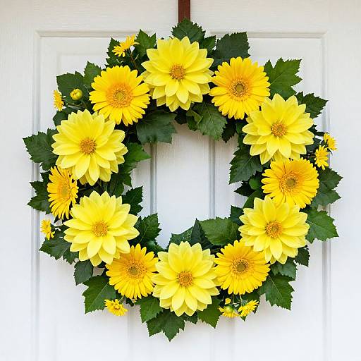Cheerful Yellow Dahlia and Gerbera Wreath