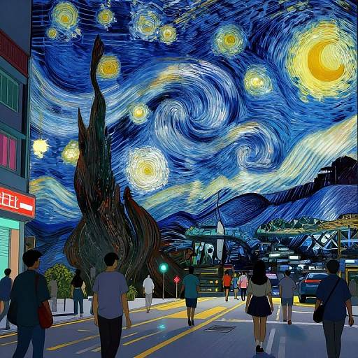 Digital artwork blending Vincent van Gogh's 