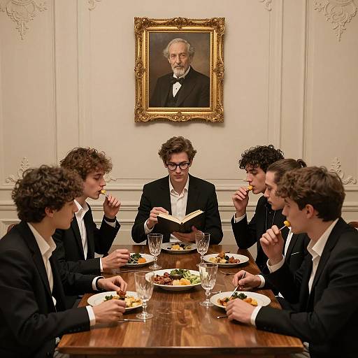 Elegant Dinner Gathering of Young Men