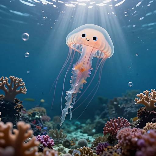 Surreal Dreamlike Underwater Jellyfish