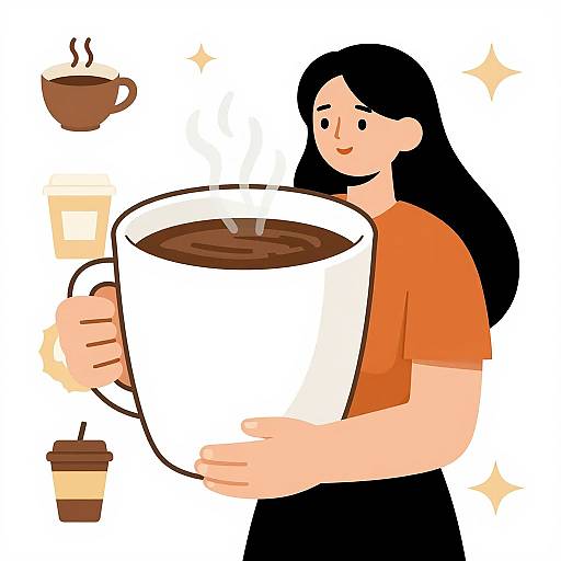 Woman Holding Giant Coffee Cup