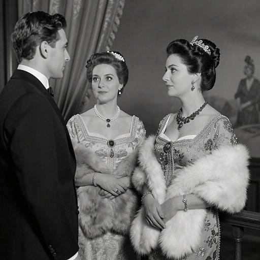 Elegant Vintage Scene of Three Figures