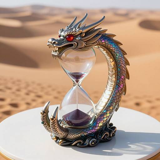 Iridescent Dragon Claw Hourglass Statue