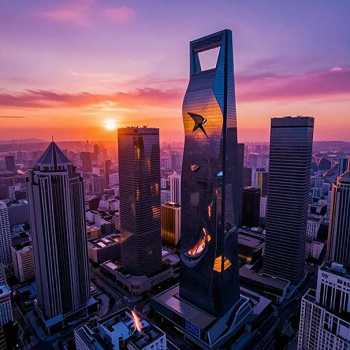 Surreal Melting Cityscape at Dusk