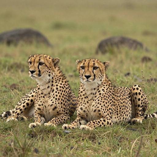 Serene Cheetahs on Grassy Plain