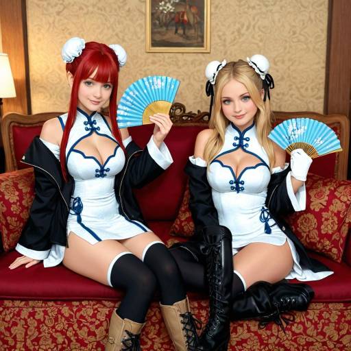 Charming Indoor Scene with Two Girls Charming Indoor Scene with Two Girls