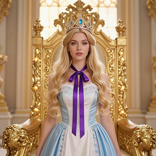 Regal Woman in Elegant Crown and Dress