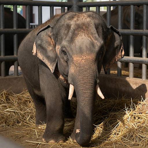 Young Elephant in Enclosure