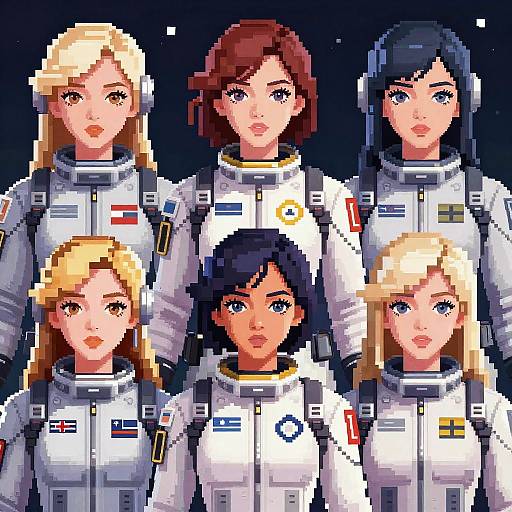 Cyberpunk Pixel Art Space Captains