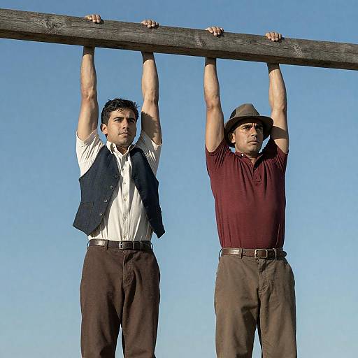 Determined Duo Suspended from a Beam