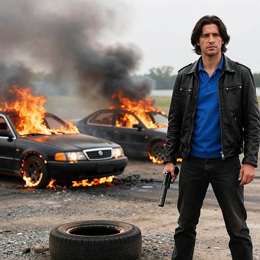 Intense Scene with Fire and Tension