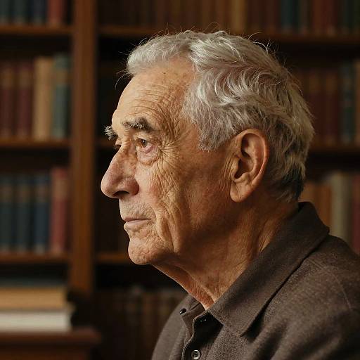 Elderly Man in Vintage Library