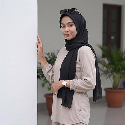 Side Profile of Woman in Black Hijab