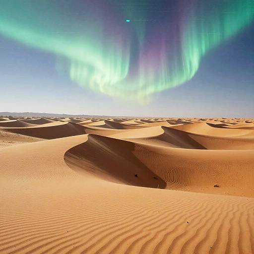 Futuristic Desert Landscape with Auroras
