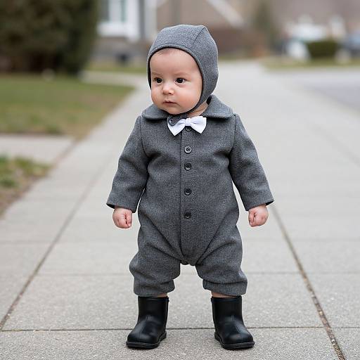 Newborn Toto Costume on Sidewalk