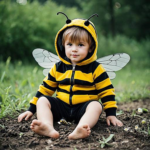 Adorable Toddler Bee Costume Outdoors