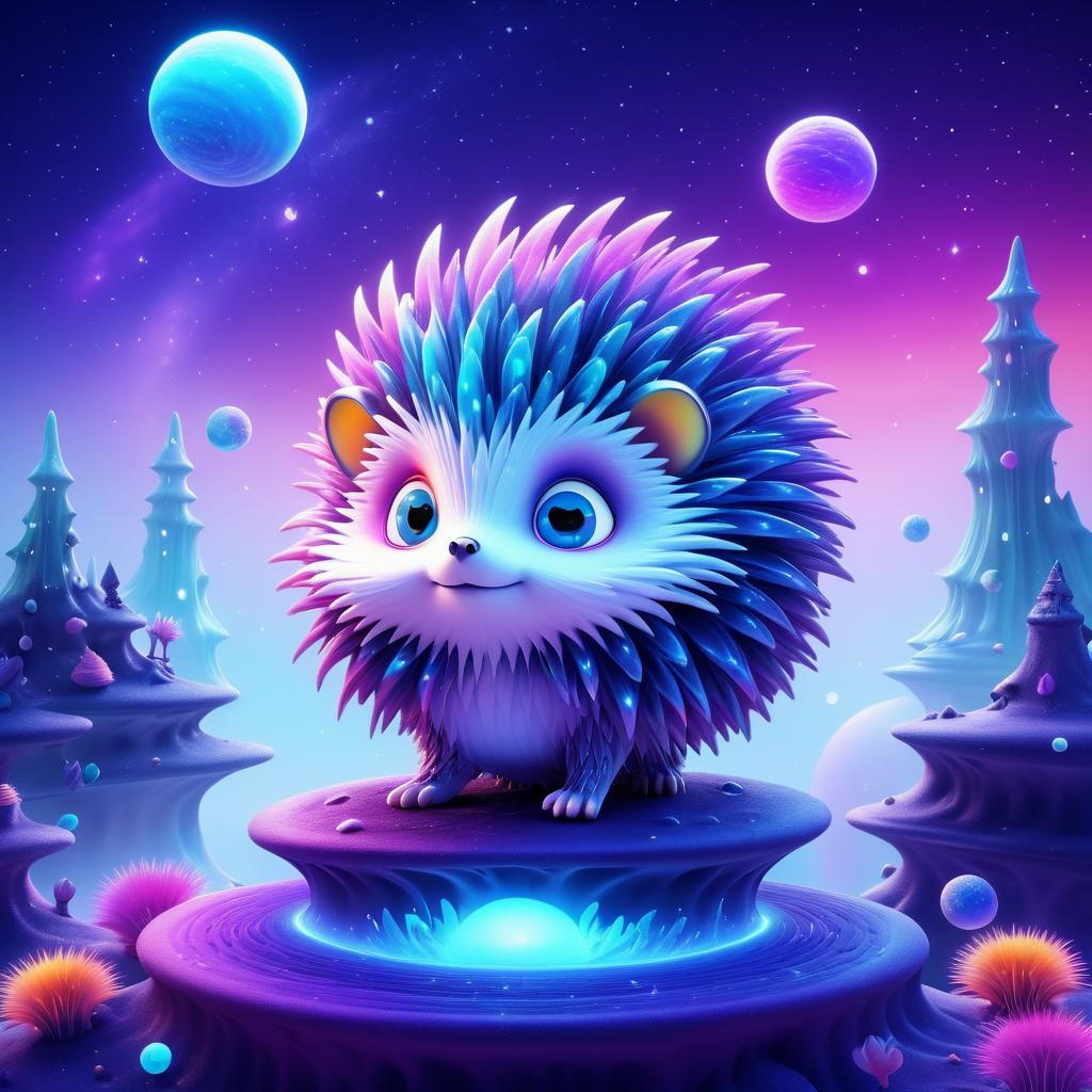 Whimsical Alien Hedgehog on Mercury