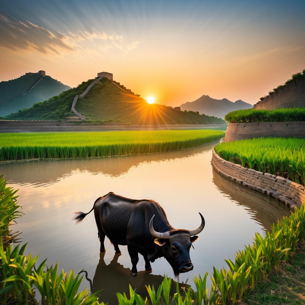 Tranquil Sunset at the Great Wall