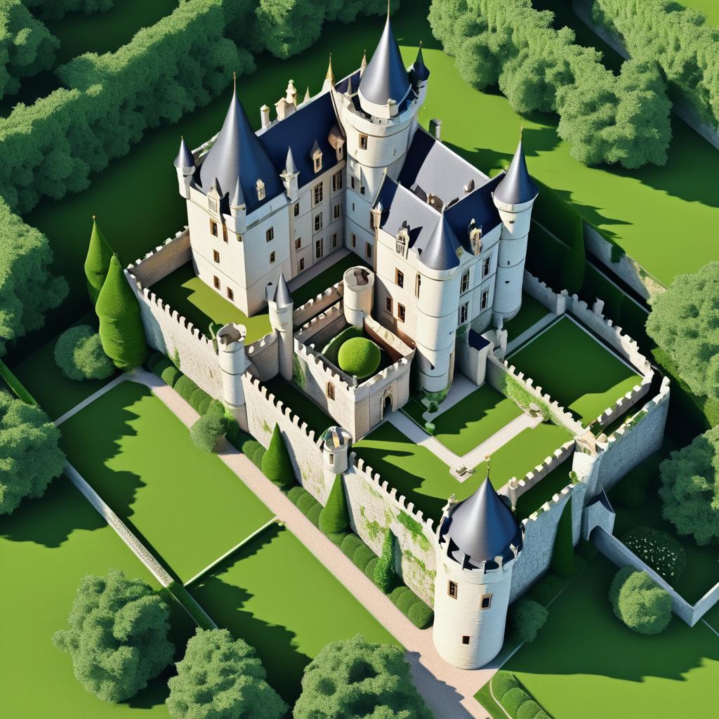 Vector Art of a Historic Castle from Above