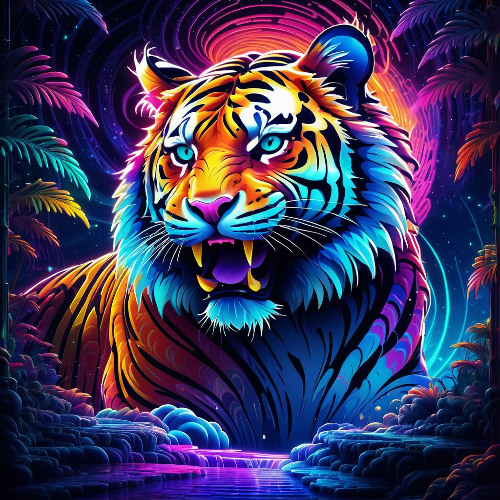 Psychedelic Tiger: A Surreal Digital Journey