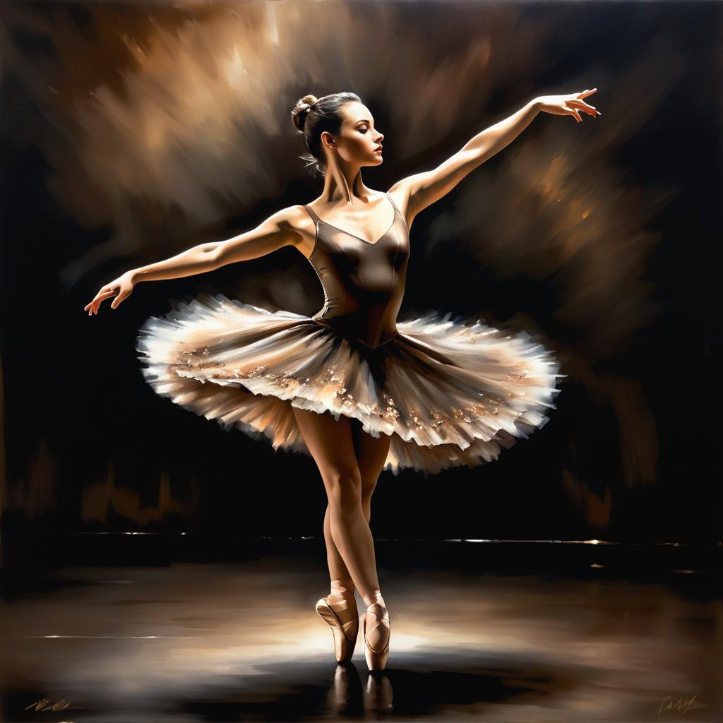 Elegant Ballerina Captured in Oil