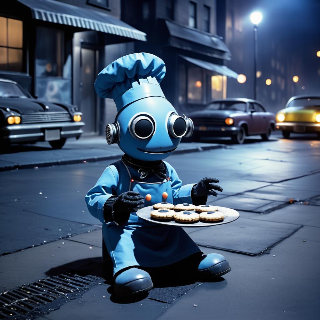 Hysterical Robot Chef in Tim Burton Style