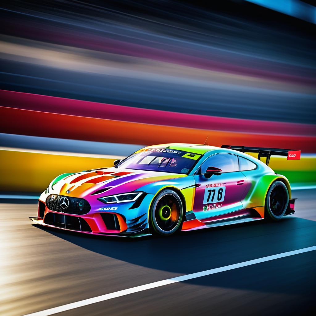 Dynamic Race Car in Vibrant Motion Blur