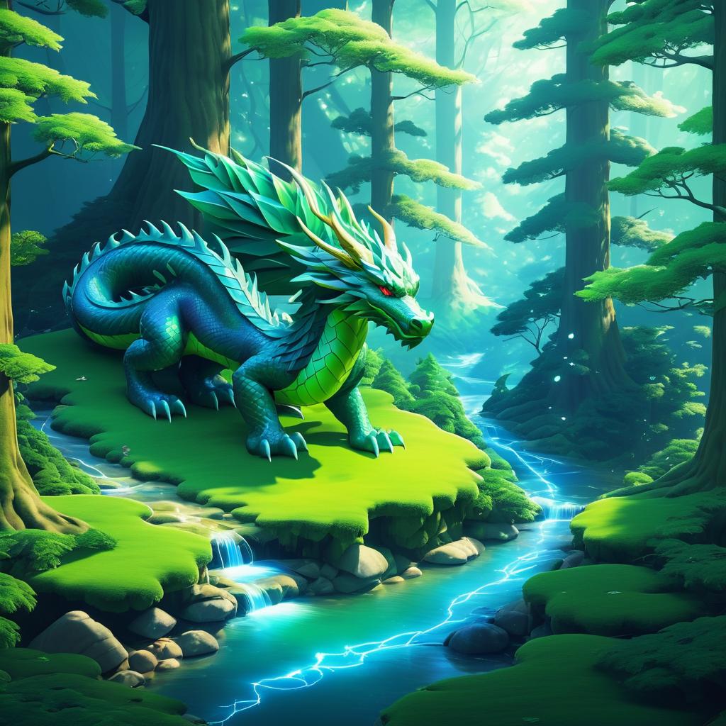 Isometric Dragon in Mystical Forest