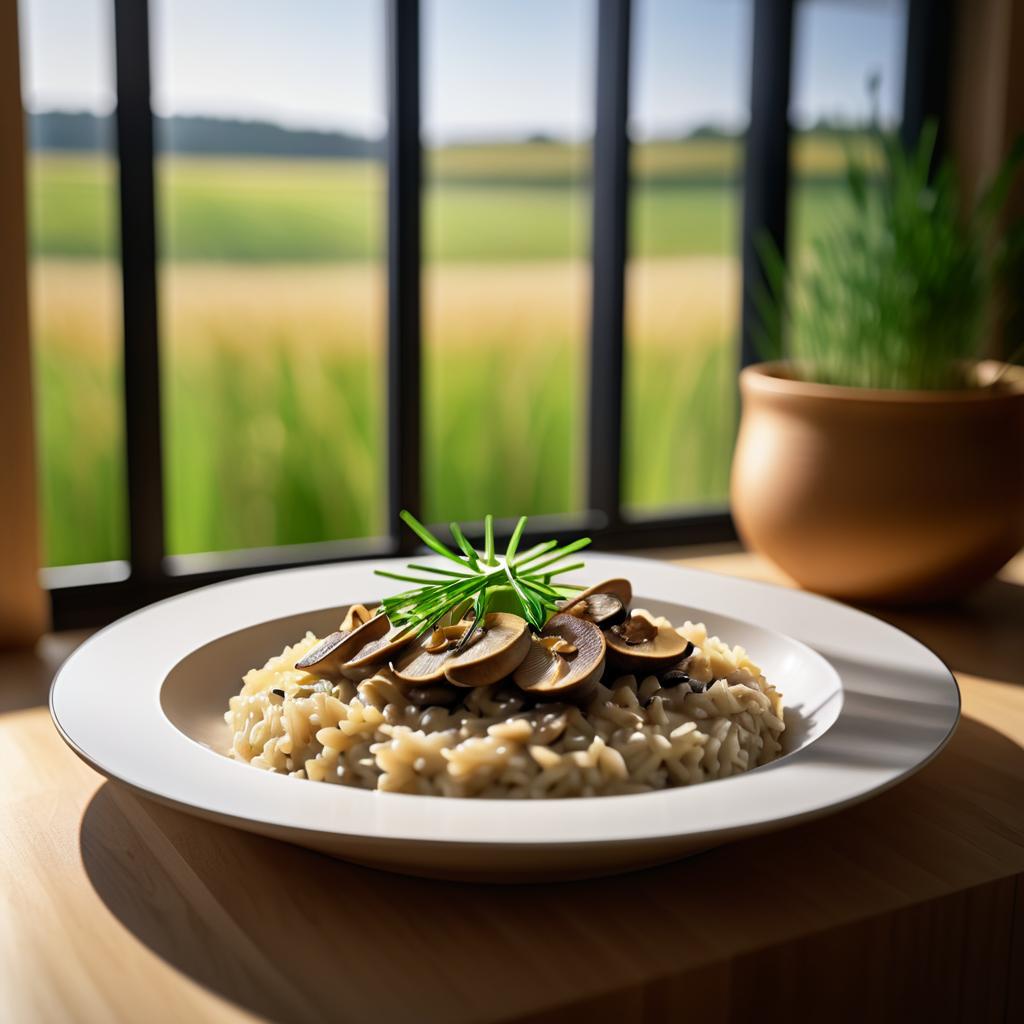 Vibrant Wild Mushroom Risotto Photography