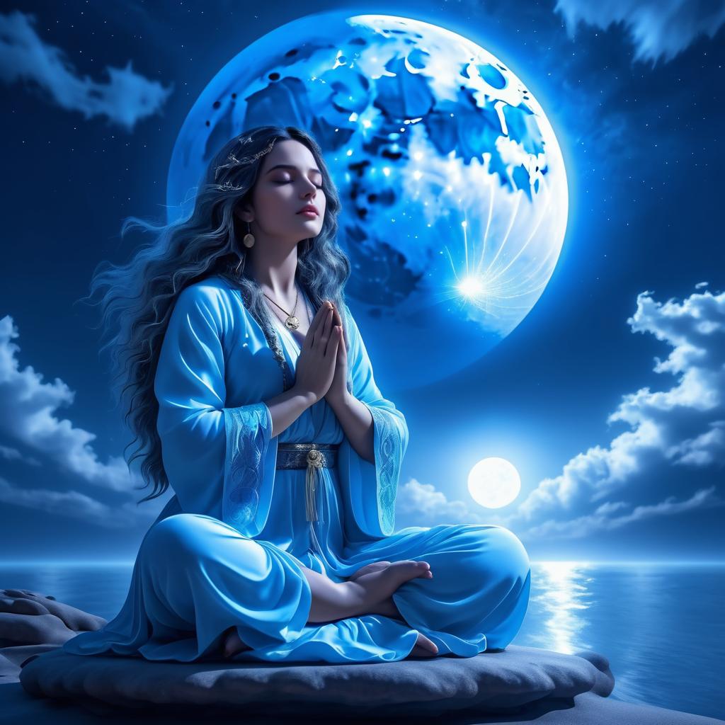 Serene Meditation Under a Full Moon