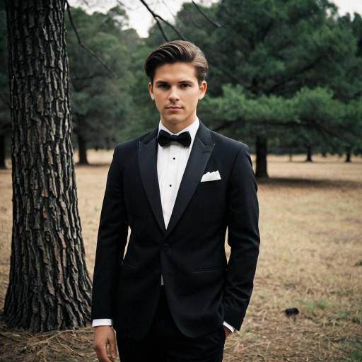 Young Man in Black Tuxedo Outdoors