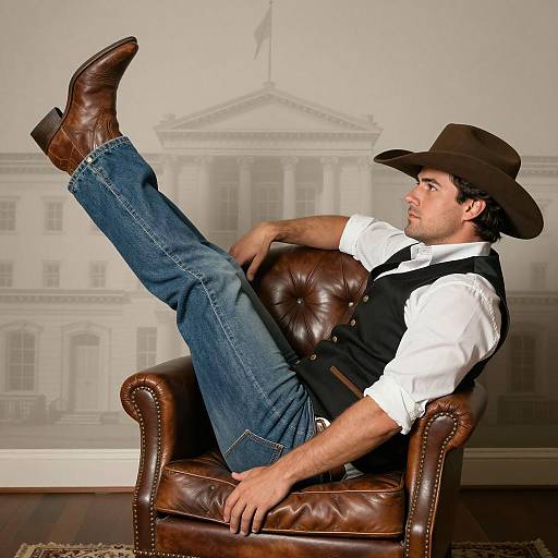 Relaxed Cowboy in Vintage Setting