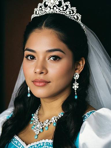 Elegant Photorealistic Quinceañera Close-Up Headshot