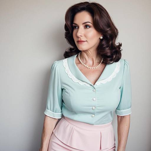Sophisticated Middle-Aged Woman in Pastel Outfit