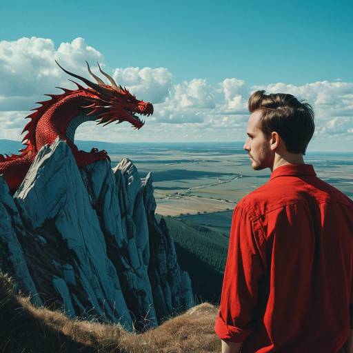 Man and Dragon on Mountain Ridge