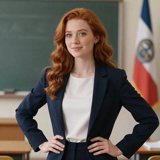 Classroom Portrait of a Red-Haired Woman