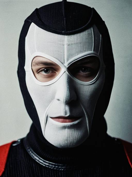 Man Wearing Black and White Jersey Mask Close-up