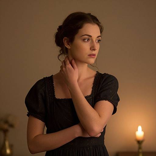 Candlelit Woman Embracing Inner Strength