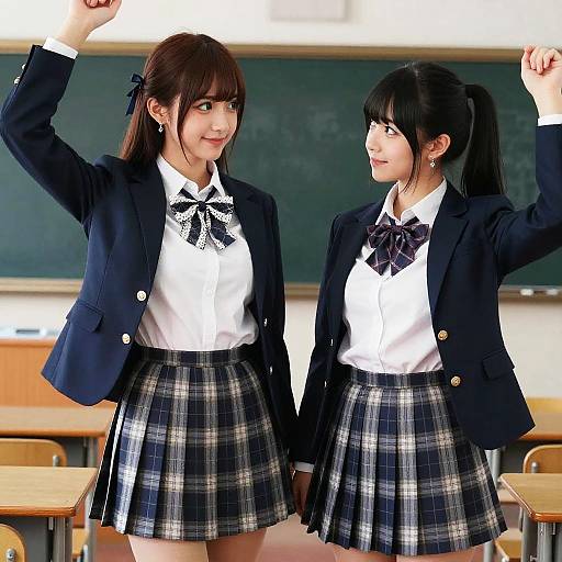 School Girls in Plaid Uniforms